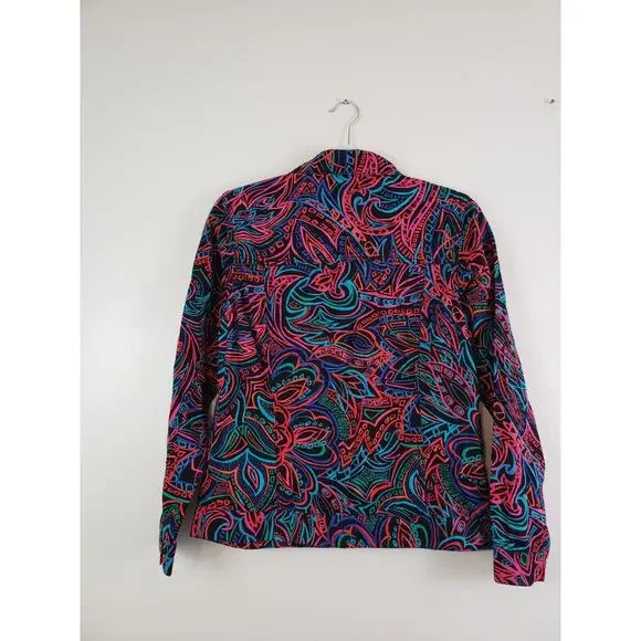 (JL) Additions by Chico's Women's Bomber Jacket Size 0 (S) Pockets Aztec Office - Picture 5 of 7